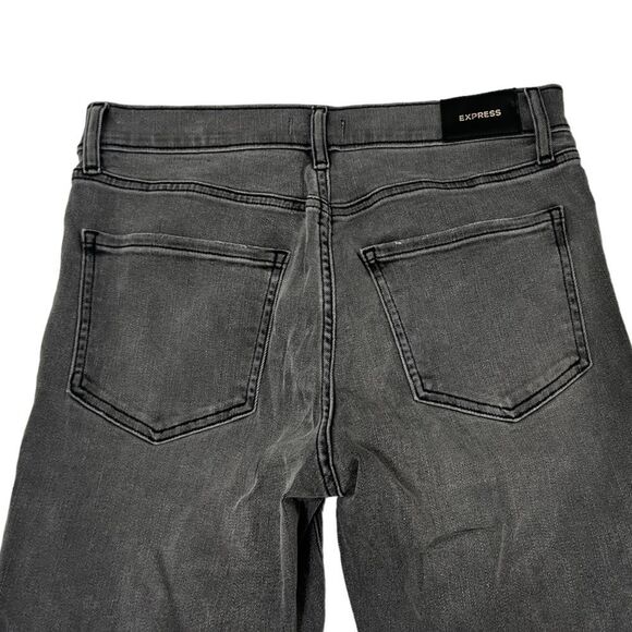 Express skinny back distressed jeans 4 tall long mid rise ankle length - Picture 3 of 10